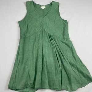 Neesh by DAR Green Linen Sleeveless V-Neck Empire Waist Tunic Top Womens Medium